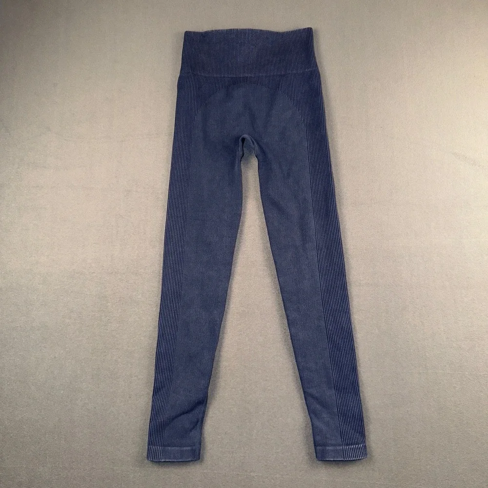 Spanx Soft Stretch‎ Seamless Ribbed Leggings Navy Blue XS Athleisure Lounge Yoga